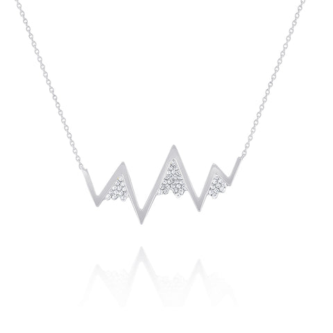 14k White Gold Diamond Snow Capped Mountain Pendant