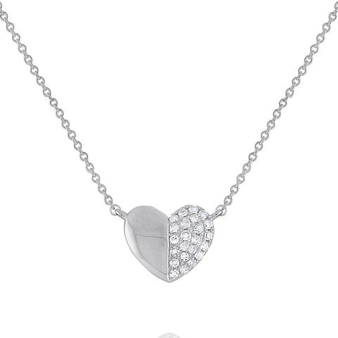 14k white gold diamond heart pendant