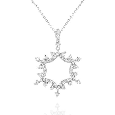 14k Gold Diamond Open Snowflake Pendant