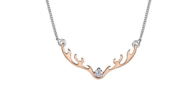 10k Canadian Diamond Antler Pendant