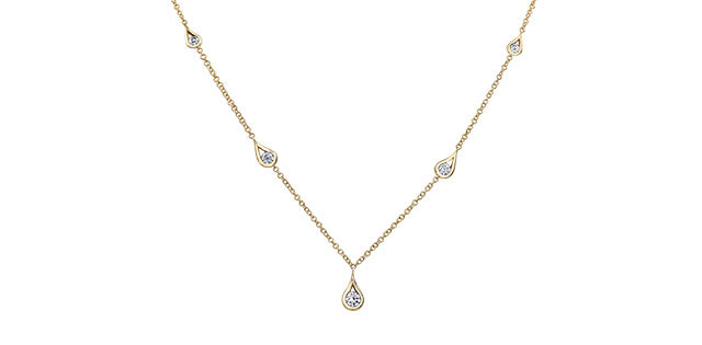 14k Yellow Gold Canadian Diamond Tear Drop Necklace | Whistler Keepsake