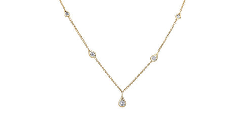 14k Yellow Gold Canadian Diamond Tear Drop Necklace