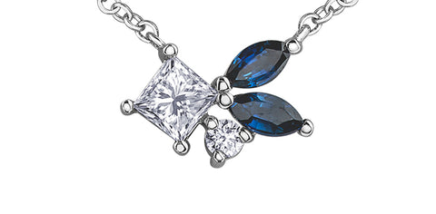 14k Blue Sapphire and Canadian Diamond "Shooting Star" Pendant