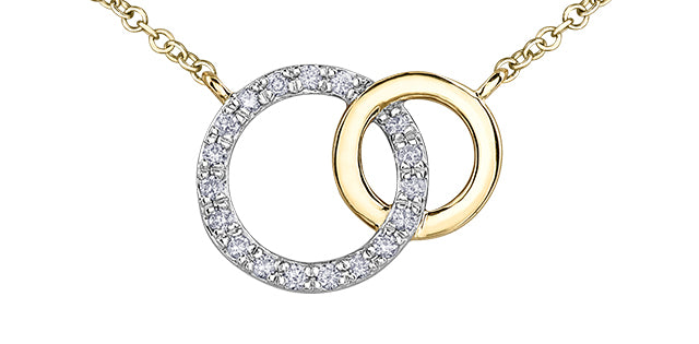 10k Yellow & White Gold Diamond Interlocking Circles Pendant | 0.09cttw | Whistler Keepsake