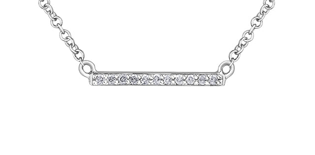 10k White Gold Diamond Horizontal Bar Pendant | 0.06ct–0.10ct | Whistler Keepsake