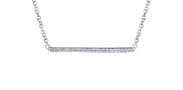 10k White Gold Diamond Horizontal Bar Pendant | 0.06ct–0.10ct | Whistler Keepsake
