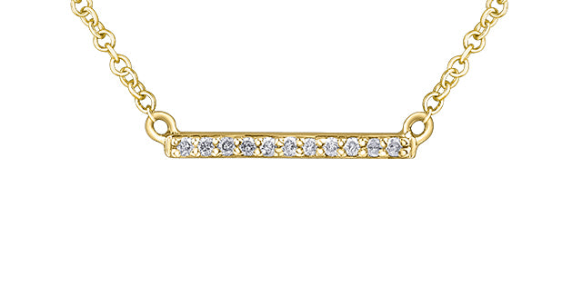 10k Yellow Gold Diamond Horizontal Bar Pendant | 0.06ct–0.10ct | Whistler Keepsake