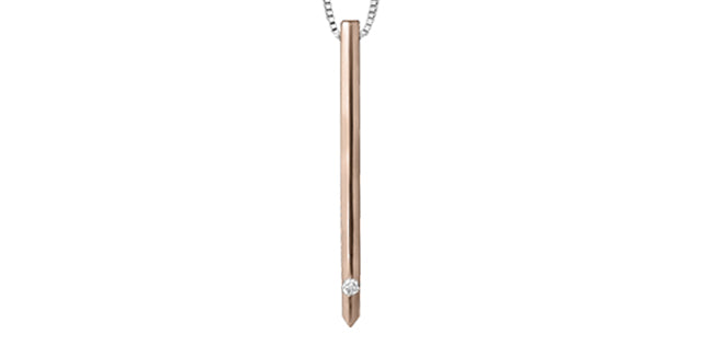 10k Rose Gold Canadian Diamond Solitaire Bar Pendant | 0.03ct | Whistler Keepsake