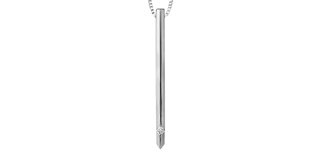 10k White Gold Canadian Diamond Solitaire Bar Pendant | 0.03ct | Whistler Keepsake