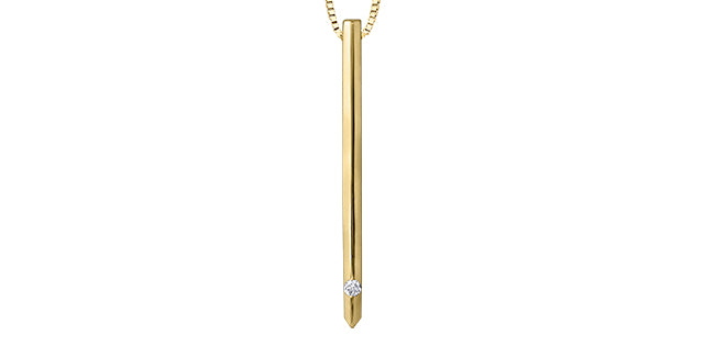 10k Yellow Gold Canadian Diamond Solitaire Bar Pendant | 0.03ct | Whistler Keepsake