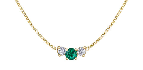 14k Yellow Gold Emerald and Canadian Diamond Pendant
