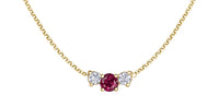 14k Yellow Gold Ruby & Canadian Diamond Three Across Pendant | Whistler Keepsake