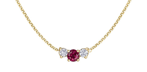 14k Yellow Gold Ruby and Canadian Diamond Pendant