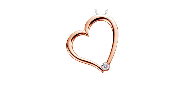 10k Rose Gold Canadian Diamond Heart Pendant | Whistler Keepsake