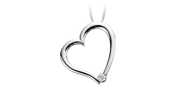 10k White Gold Canadian Diamond Heart Pendant | Whistler Keepsake