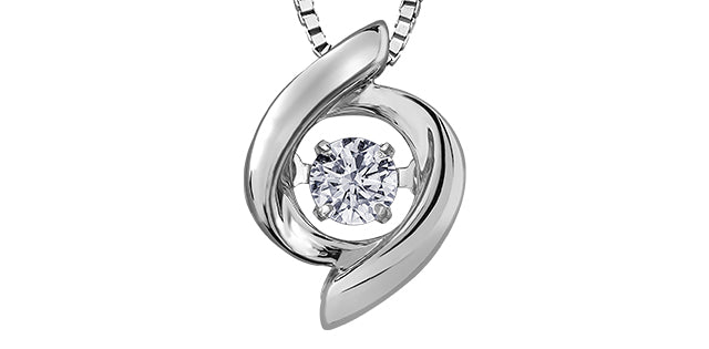 10k White Gold Canadian Diamond Dancing Solitaire Pendant | 0.10ct | Whistler Keepsake