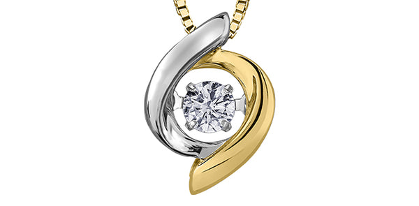 10k Yellow & White Gold Canadian Diamond Dancing Solitaire Pendant | 0.10ct | Whistler Keepsake