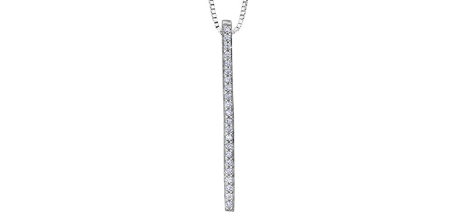 10k White Gold Diamond Vertical Bar Pendant | 0.10ct | Whistler Keepsake