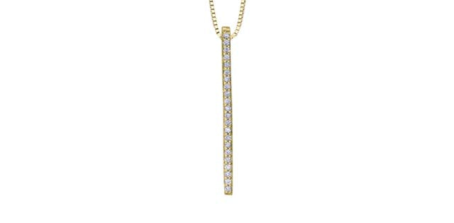 10k Yellow Gold Diamond Vertical Bar Pendant | 0.10ct | Whistler Keepsake