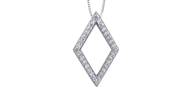 10k White Gold Diamond Marquise Shape Open Pendant | 0.16ct | Whistler Keepsake