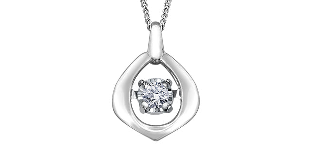 10k White Gold Diamond Tear Drop Dancing Pendant | 0.02ct | Whistler Keepsake