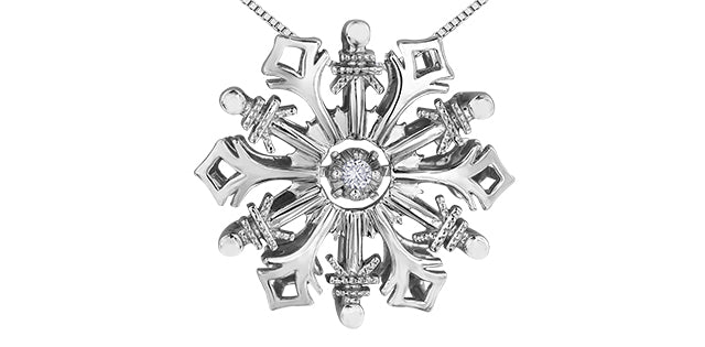 Sterling Silver Canadian Diamond Dancing Snowflake Pendant | Whistler Winter Keepsake