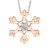 14k Canadian Gold Diamond Snowflake Pendant | Yellow, White & Rose | Whistler Winter Keepsake