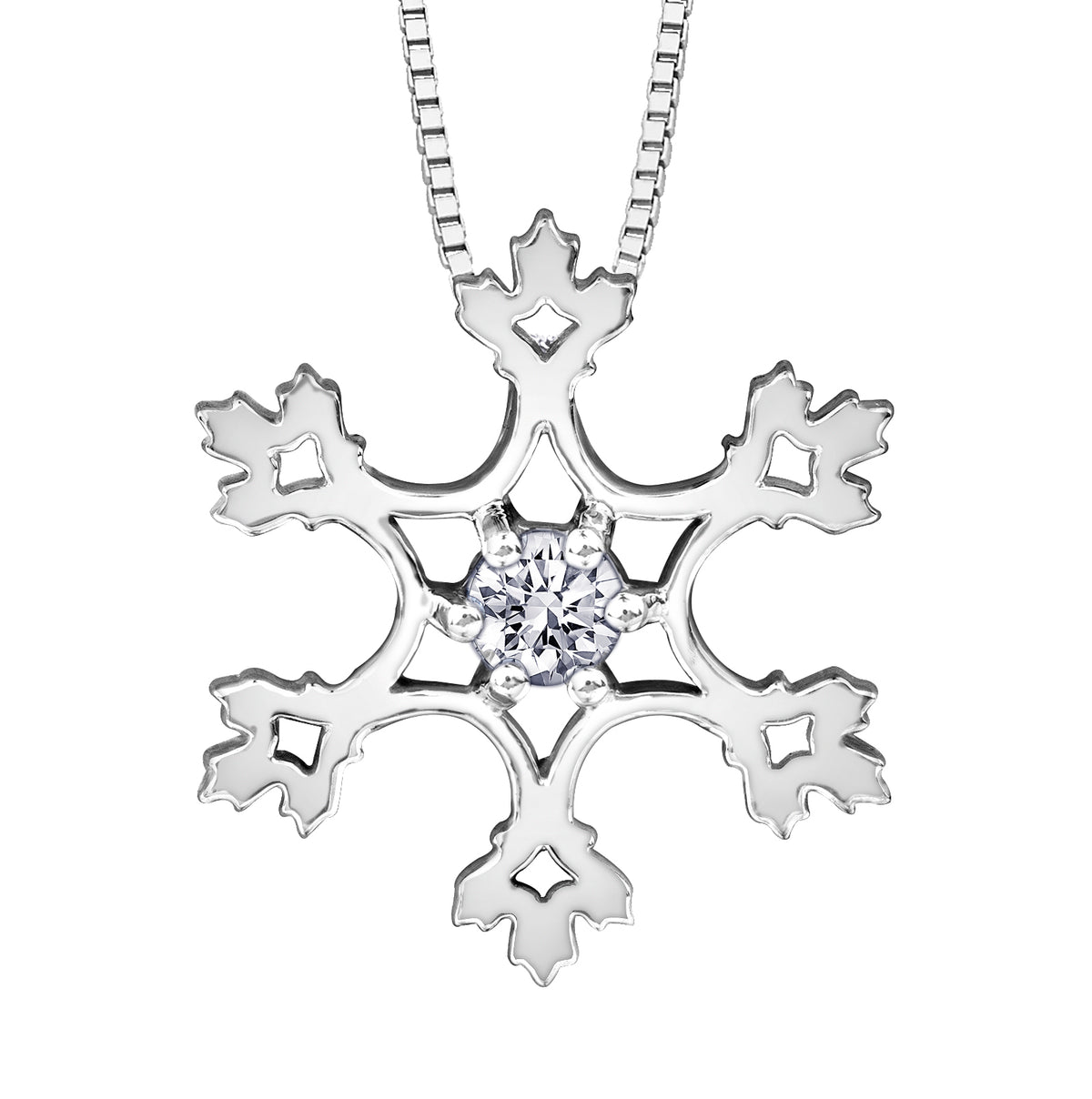 14k Canadian Diamond Snowflake Pendant