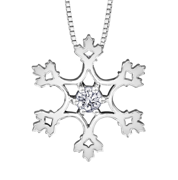 14k Canadian Gold Diamond Snowflake Pendant | Yellow, White & Rose | Whistler Winter Keepsake