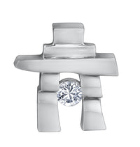 14k White Gold Canadian Diamond Inukshuk Pendant — Medium