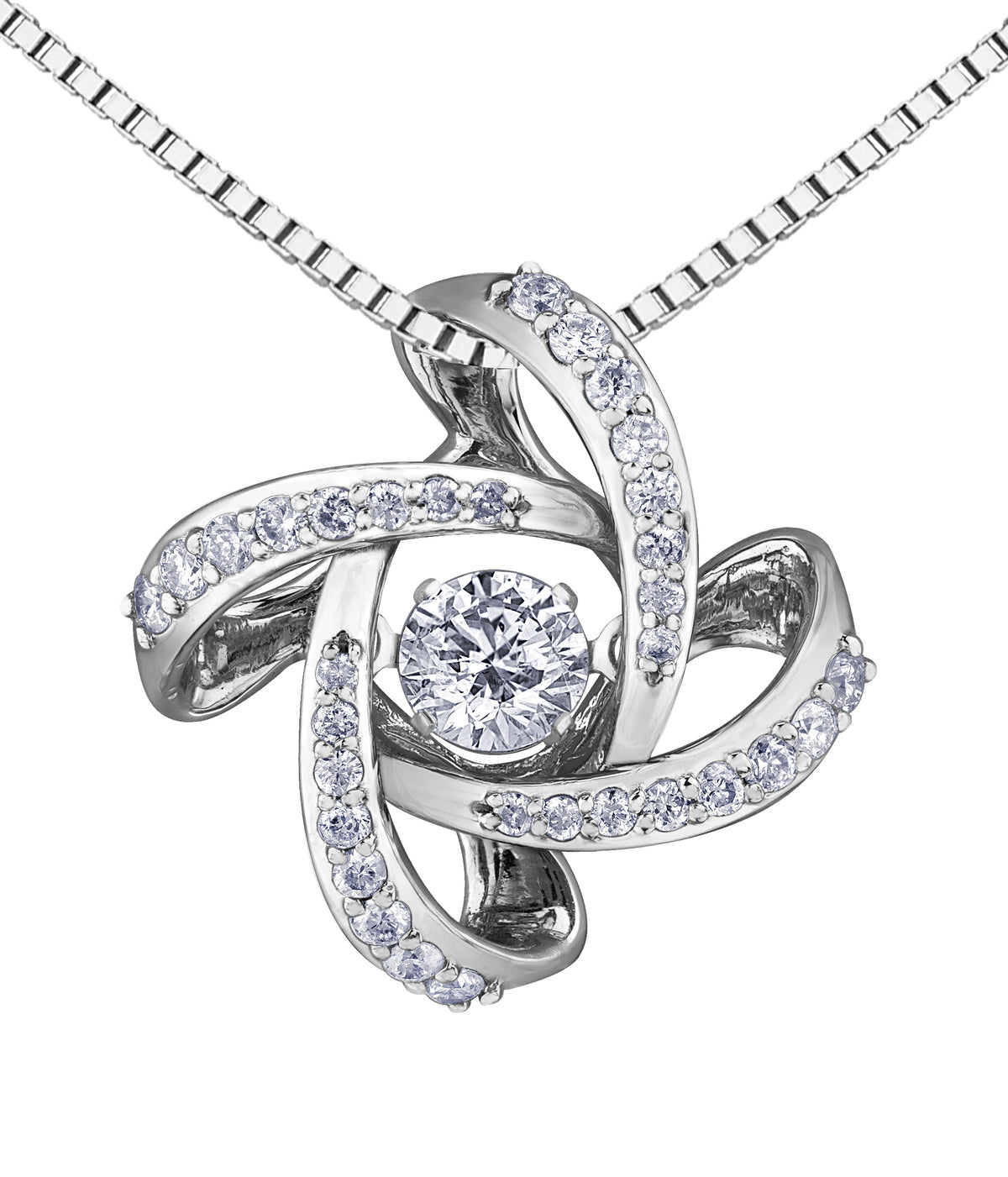 14k White Gold Canadian Diamond Celtic Knot Dancing Pendant | 0.45cttw | Whistler Keepsake