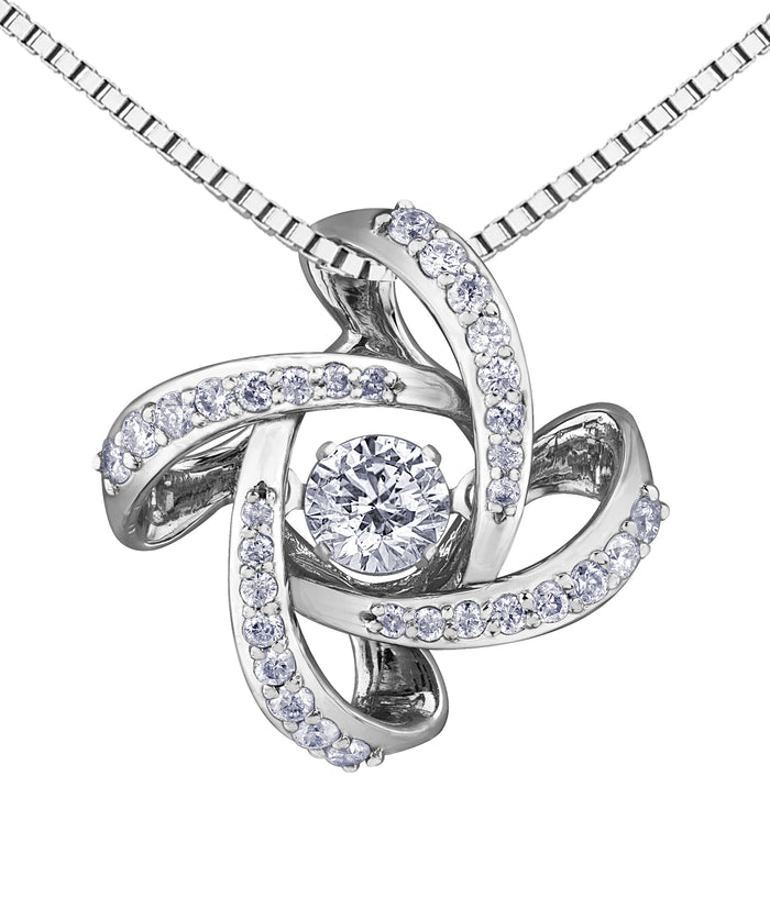 14k White Gold Canadian Diamond Celtic Knot Dancing Pendant | 0.45cttw | Whistler Keepsake