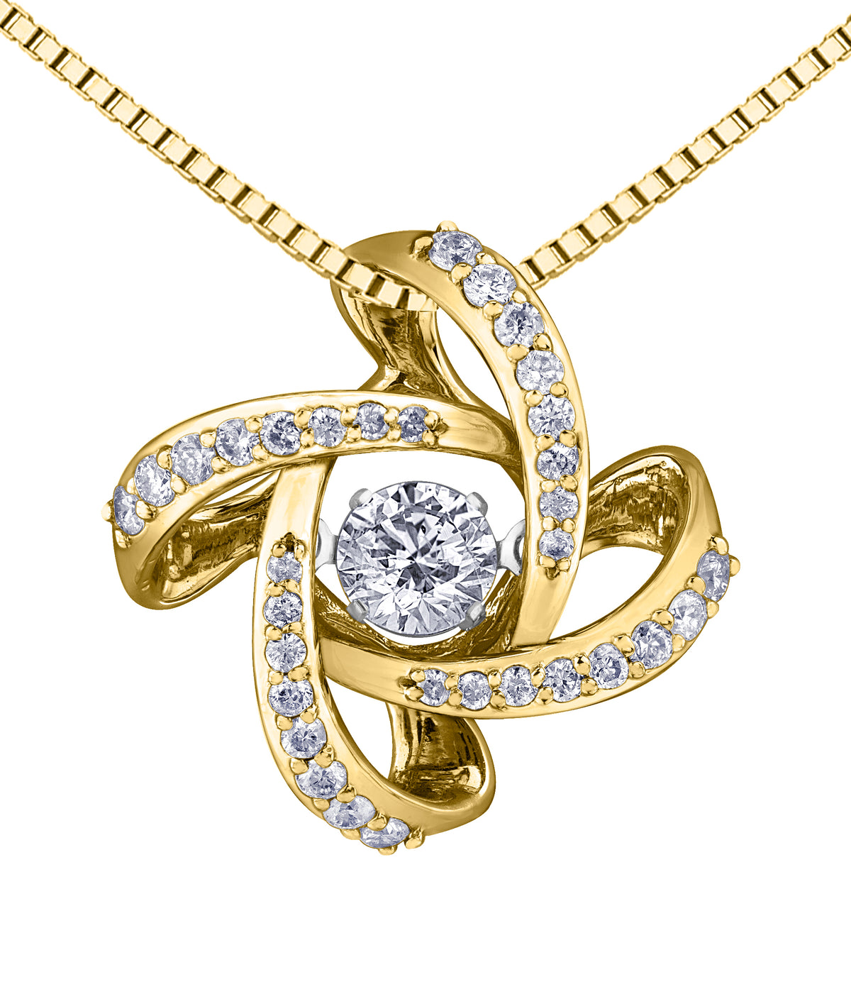 14k Yellow Gold Canadian Diamond Celtic Knot Dancing Pendant | 0.45cttw | Whistler Keepsake