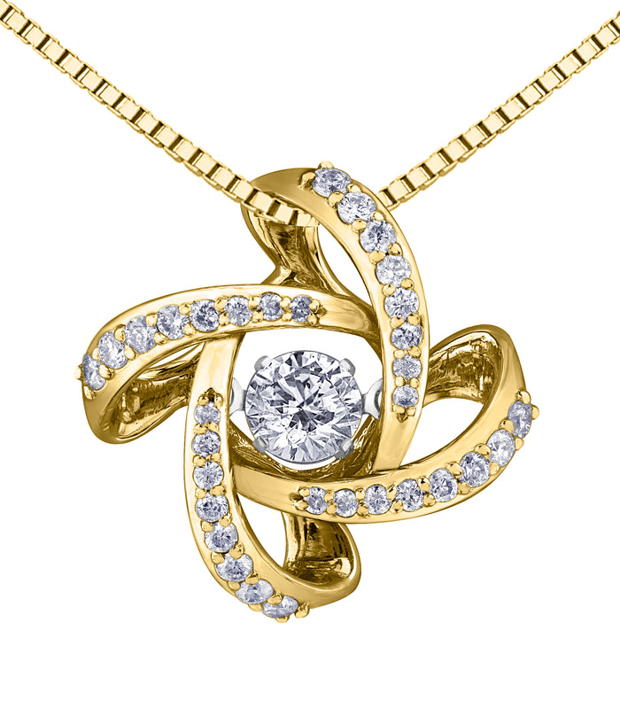 14k Yellow Gold Canadian Diamond Celtic Knot Dancing Pendant | 0.45cttw | Whistler Keepsake