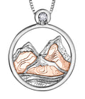 Sterling Silver & Rose Gold Canadian Diamond Whistler Alpenglow Mountain Pendant | Whistler Keepsake