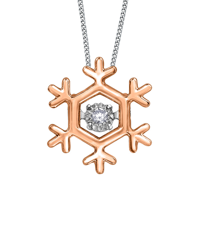 10k Rose Gold Canadian Diamond Dancing Snowflake Pendant | Whistler Winter Keepsake