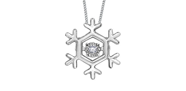 10k White Gold Canadian Diamond Dancing Snowflake Pendant | Whistler Winter Keepsake