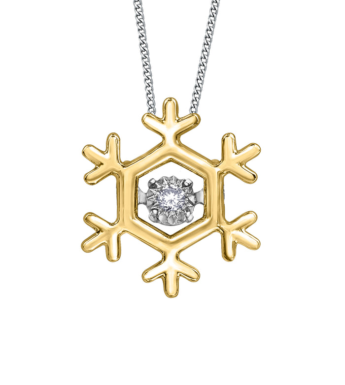 10k Yellow Gold Canadian Diamond Dancing Snowflake Pendant | Whistler Winter Keepsake