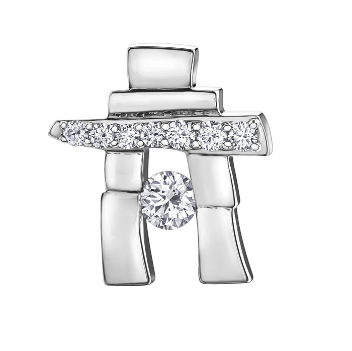 14k White Gold Canadian Diamond Inukshuk Pendant — 25th Anniversary