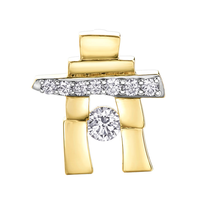 14k Yellow Gold Canadian Diamond Inukshuk Pendant — 25th Anniversary