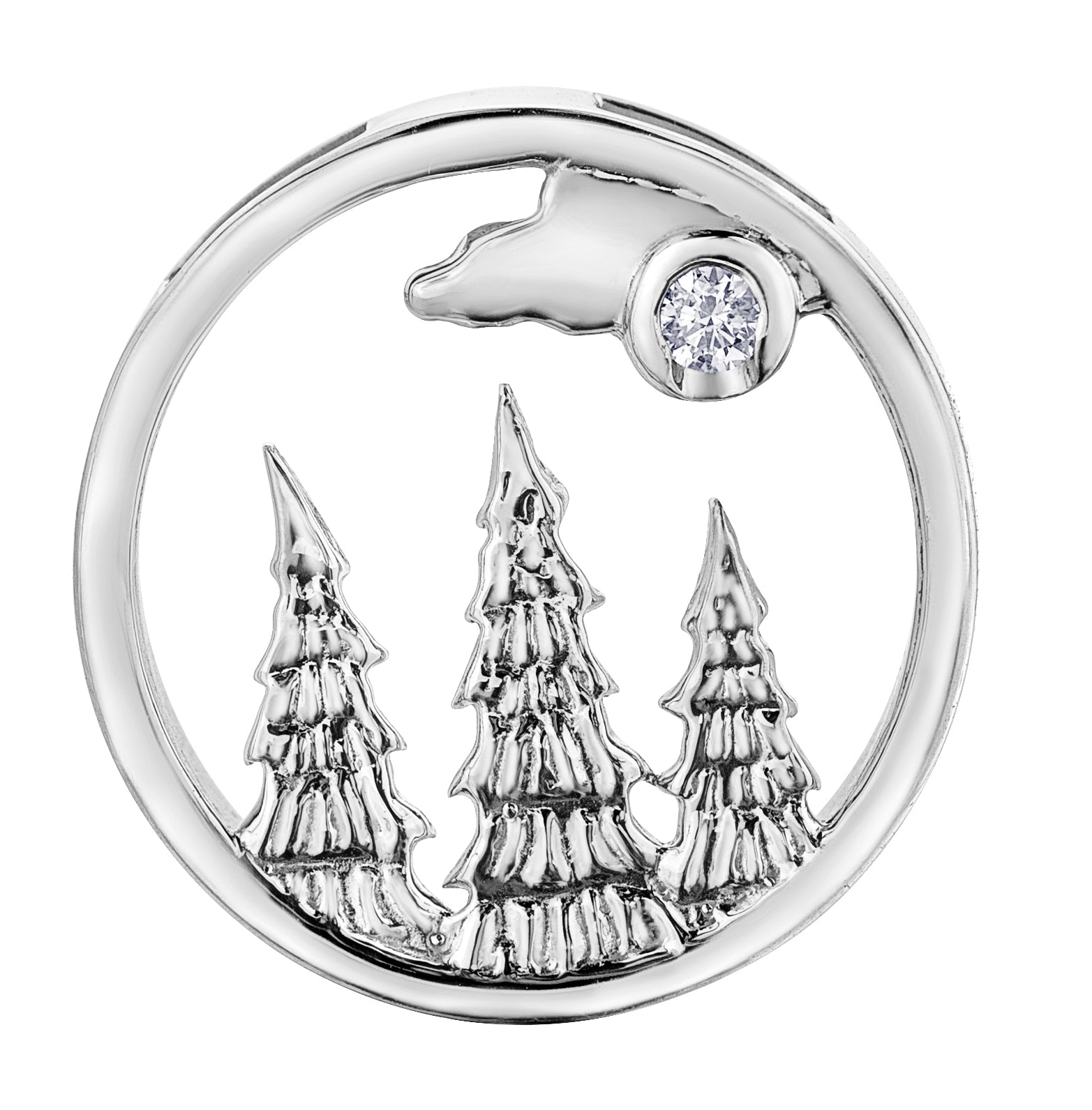 Sterling Silver Canadian Diamond Whistler Tree Pendant