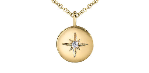 10k Yellow Gold Celestial Star Diamond Pendant