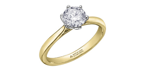 18k Canadian Diamond 6 Claw Solitaire Engagement Ring