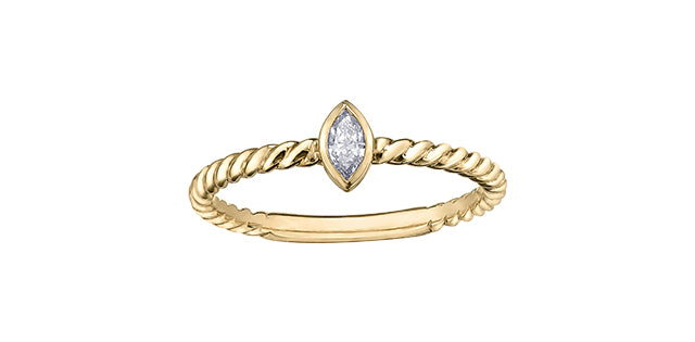10k Yellow Gold Marquise Diamond Bezel Stacker Ring | Whistler Keepsake