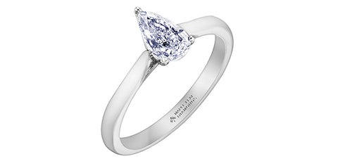 18k Pear Shape Canadian Diamond Solitaire Engagement Ring