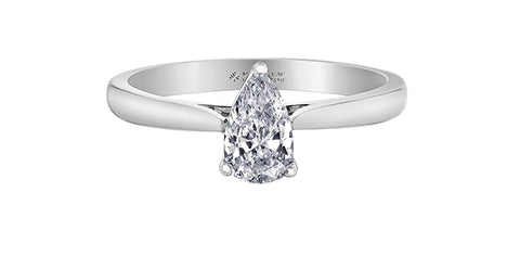 18k Pear Shape Canadian Diamond Solitaire Engagement Ring