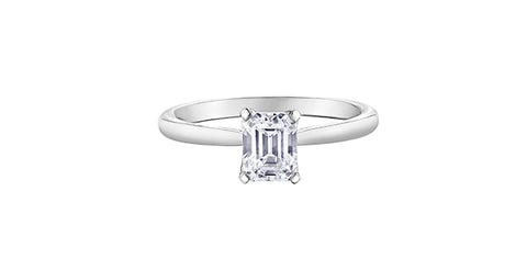 18k Emerald Cut Canadian Diamond Solitaire Engagement Ring