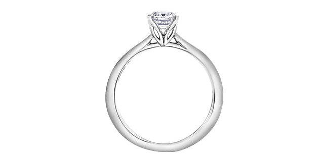 18k Emerald Cut Canadian Diamond Solitaire Engagement Ring