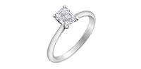 18k White Gold Canadian Emerald Cut Diamond Solitaire Engagement Ring | Whistler Luxury Bridal