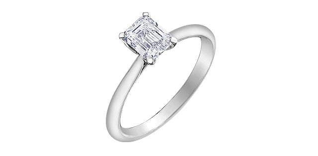 18k Gold Canadian Emerald Cut Diamond Engagement Ring